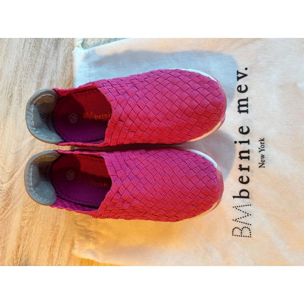 NEW Bernie Mev Woven Gummie Gem Kids Size 29 US 12 Pink Elastic Slip On shoes